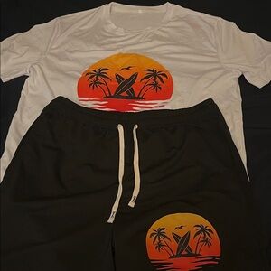 Sunset Graphic Tee and Shorts Set